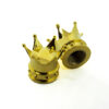 Złote nakrętki na wentyle w kształcie korony